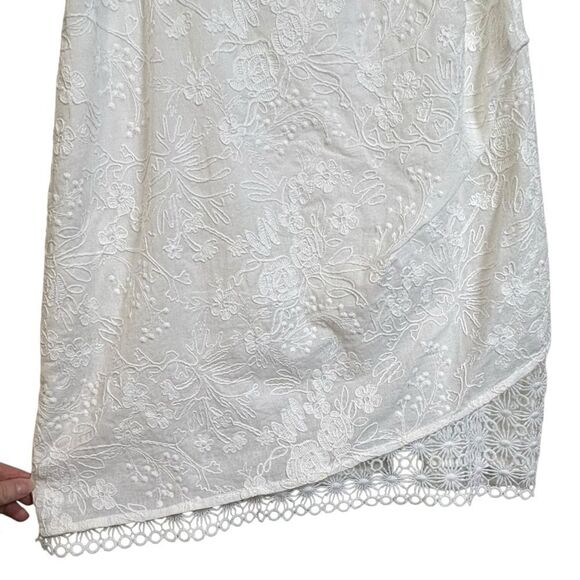 Adelyn Rae White Embroidered Lace Dress M Asymmetrical Hem Bridal Shower - Picture 2 of 7